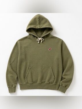New Balance Olive Green Pullover Hoodie with Contrast Logo